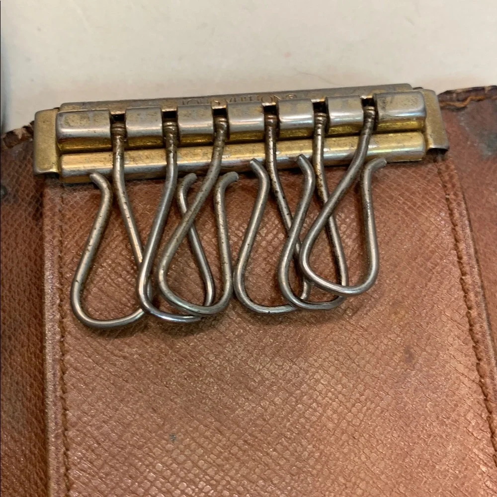 🌹VINTAGE LOUIS VUITTON AUTHENTIC Leather Brown SIGNATURE KEY Wallet 6 rings - Picture 10 of 16